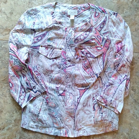 Chico's Jackets & Blazers - Chico's patterned Linen blazer, size 0